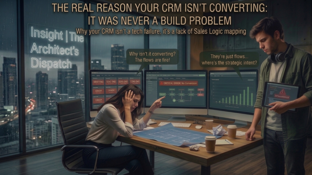 Why hiring a builder without sales logic behind the build sets your CRM up to fail. Judith Vasquez on system design versus templated automation.